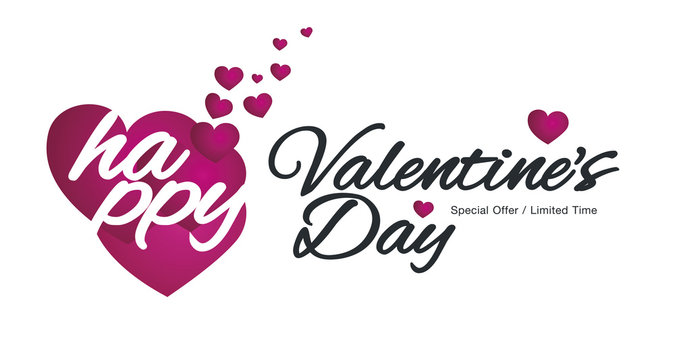 Happy Valentine Day with hearts logo sale banner
