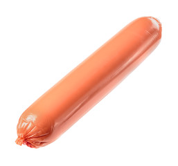 raw pork sausage in cellophane wrapper
