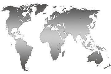 grey gradient world map, isolated