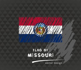 Missouri flag, vector sketch hand drawn illustration on dark grunge background