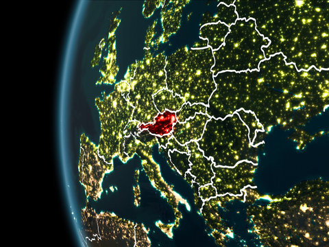Austria from space at night
