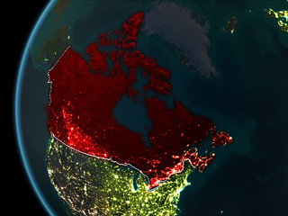 Canada from space at night