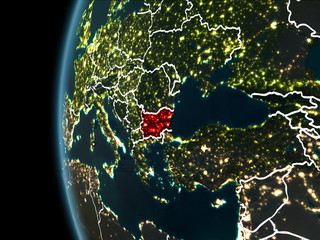 Bulgaria from space at night