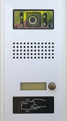 Detail of door access control with CCTV camera