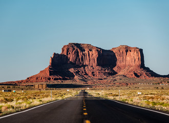 Empty scenic highway in Monument Valley
