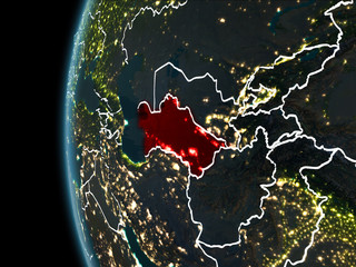 Turkmenistan from space at night