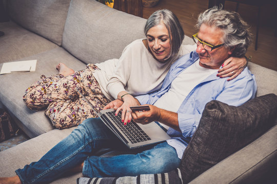 Senior Couple Shopping Online