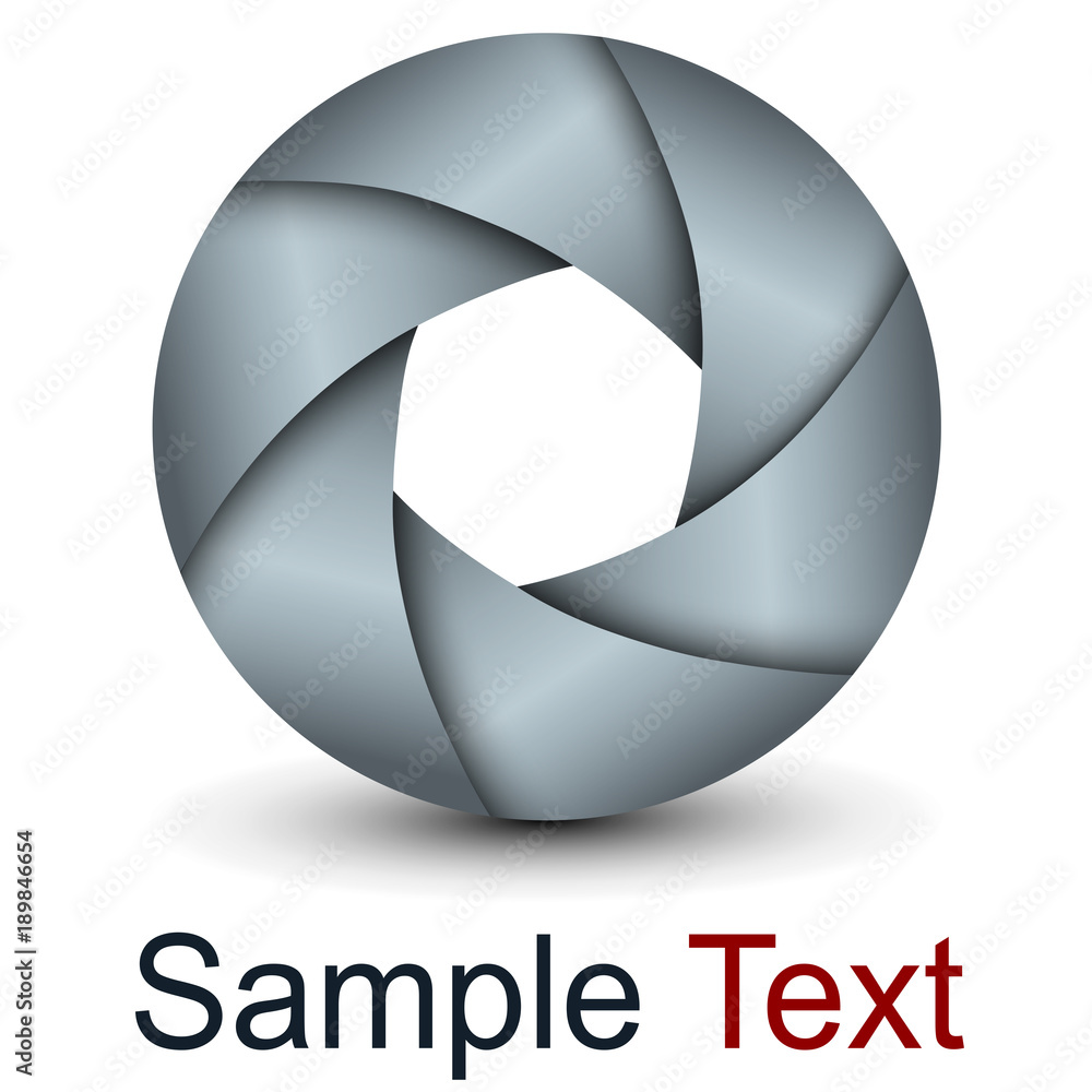 Poster logo 3d abstract lens design and vector shutter.