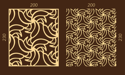 Laser cutting set. Woodcut vector trellis panel. Plywood lasercut eastern design. Hexagonal seamless pattern for printing, engraving, paper cutting. Stencil lattice ornament.