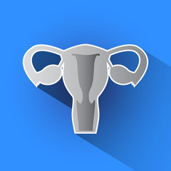Uterus flat icon with long shadow, vector illustration.