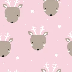 Printed kitchen splashbacks Little deer Seamless pattern with cute little deer. Vector hand drawn illustration.