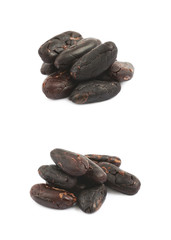 Pile of cocoa beans isolated
