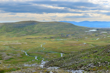 Aerial view over Helags mountains in Sweden