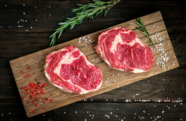 raw rib-eye steak