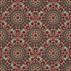 Ornate floral seamless texture, endless pattern with vintage mandala elements.