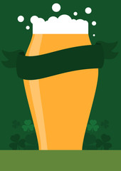 Saint Patrick's day green poster with beer glass