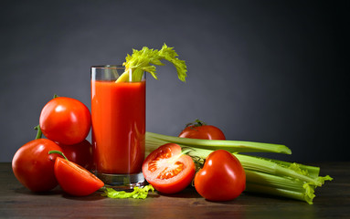 Bloody Mary cocktail garnished with a celery sick .