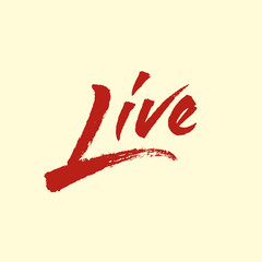 Creative Live logo design. Vector lettering with brush texture. Hand drawn typography