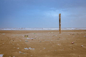 Wooden pilar near the beach