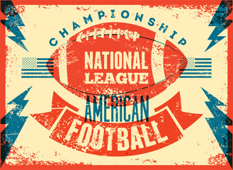 American football typographical vintage grunge style poster. Retro vector illustration. © zzooby
