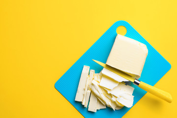 Butter brick diced with yellow knife