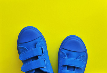 Trend colors. Shoes on colorful background 
