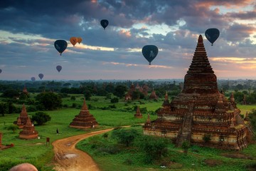 Hot air balloons over Bagan area