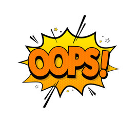 Comic lettering oops. Vector bright cartoon illustration in retro pop art style. Comic text sound effects. EPS 10.