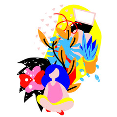 Abstract floral elements paper collage