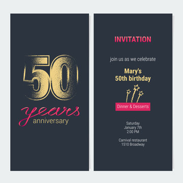 50 years anniversary invitation vector card