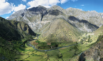 Pre-inca Marcatupe platforms in Nor Yauyos Cochas, Peru