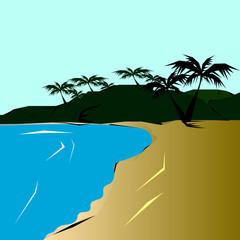 Vector illustration of a sunny beach