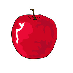 Vector red apple isolated on white background.