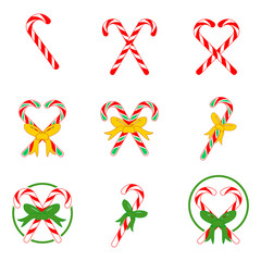 Christmas Candy Cane Vector Illustration Set