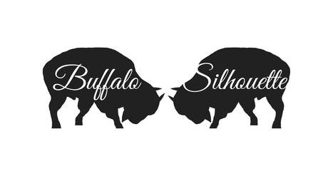 Two silhouettes buffalo