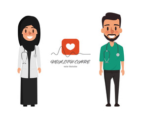 arab doctor occupation friendly character health care hospital.