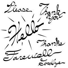 Please Thank You Hello Farewell Goodbye Calligraphy