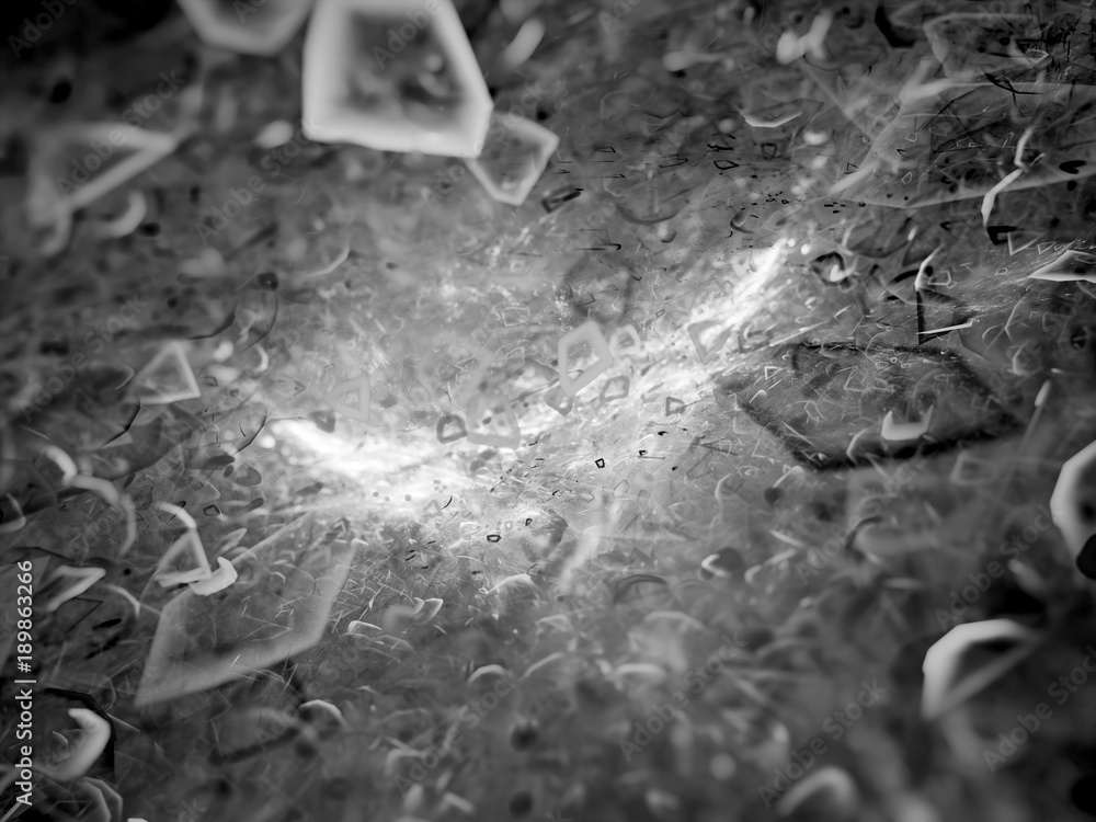 Wall mural cosmic explosion in space with particles black and white texture