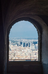 Landscape from Castel Sant'Elmo with spaccanapoli street and business district. Napoli