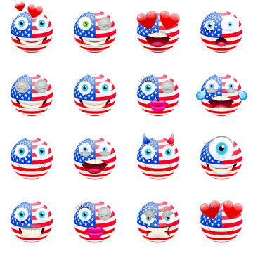 United States Flag Emojis. Patriotic Emoji Set