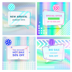 Set of Trendy Abstract Geometric Vector Bubbles