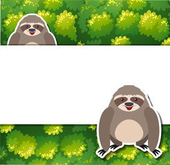 Banner template with two slothes