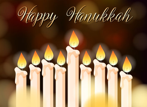 Happy Hanukkah poster design with candles