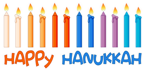 Different color candles on hanukkah festival