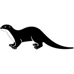 Vector image of a silhouette of an otter on a white background