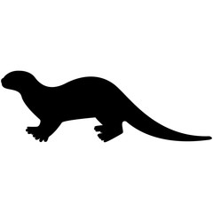 Vector image of a silhouette of an otter on a white background