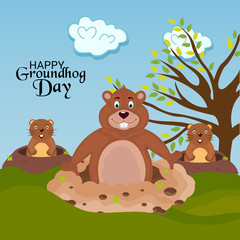 Obraz na płótnie Canvas Happy Groundhog Day.