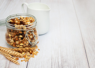 homemade granola in jar