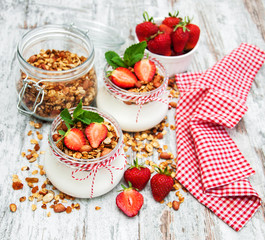 Yogurt and granola for breakfast