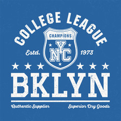 New York City College League - Vintage Tee Design For Print